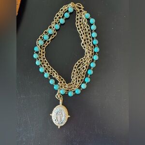 Turquoise and Gold Multi-Layer Necklace